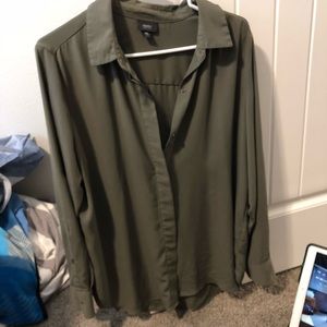 Green button down shirt
